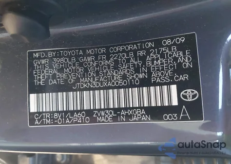 2010 Toyota Prius Iv z USA, uszkodzony, nr VIN JTDKN3DUXA0050110